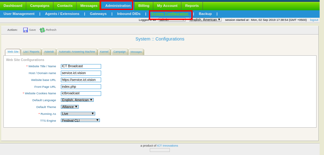 system config